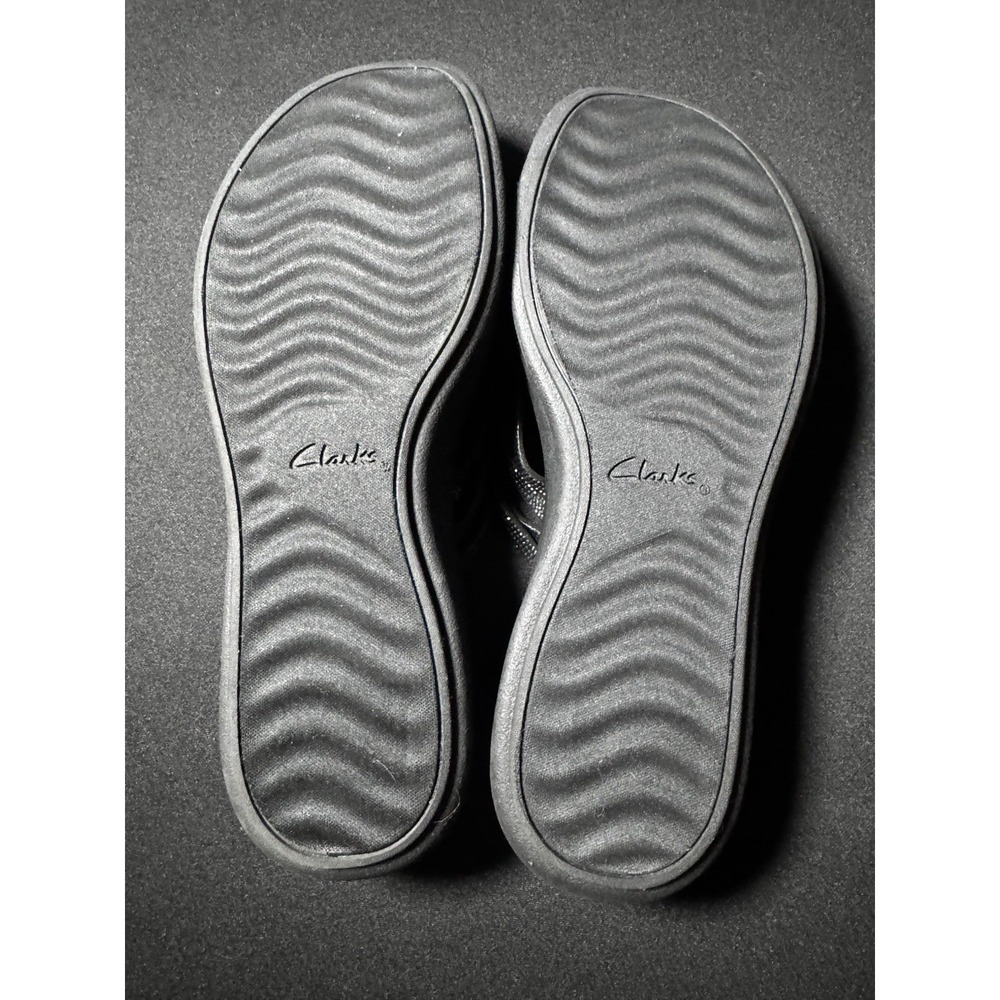 Clarks Cloudsteppers Cushion Soft Black Rhinestone Wedge Sandals Women's 7M - Picture 5 of 8